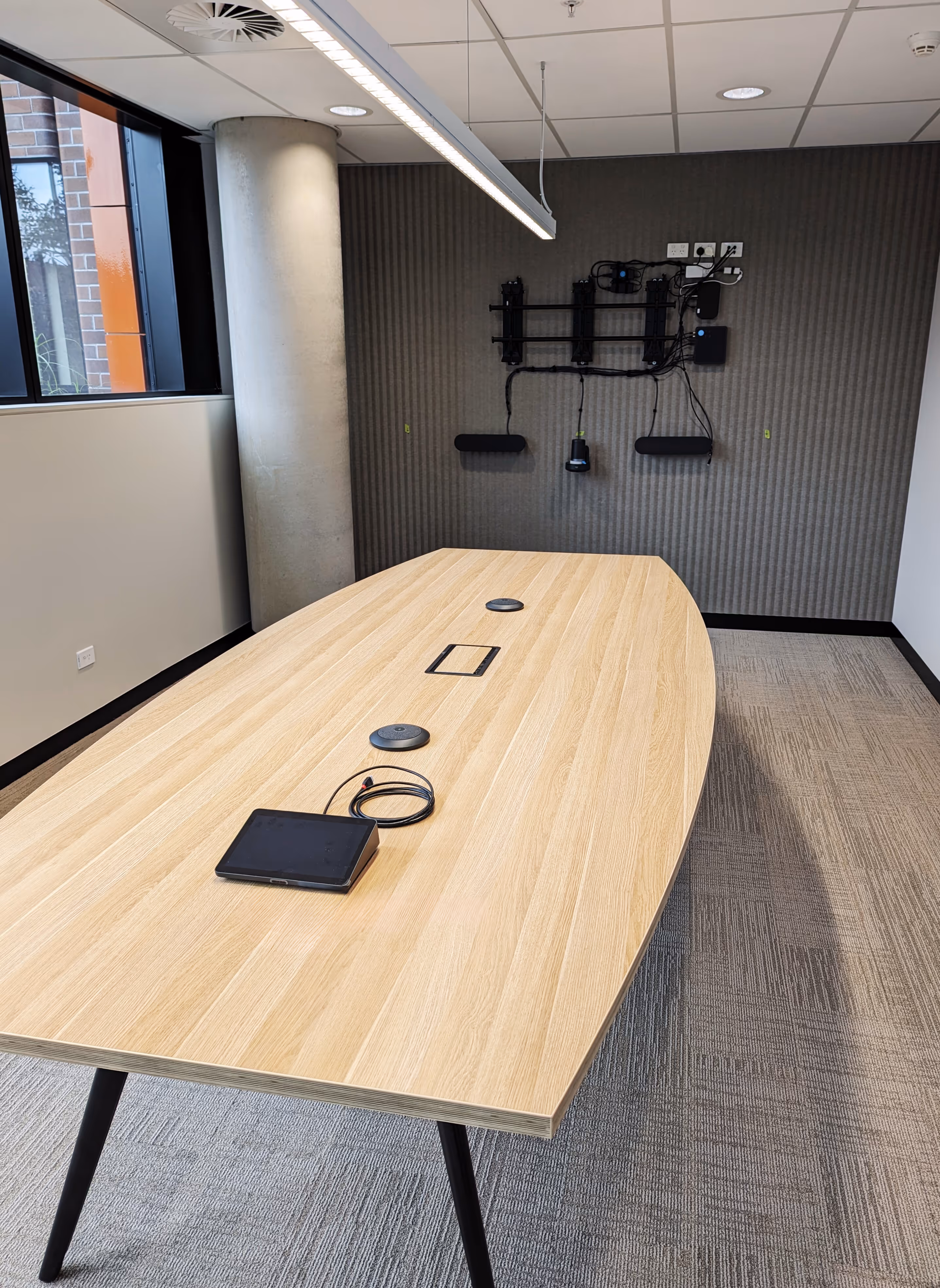 Medium Google Meet Room installation in progress powered by Logitech hardware