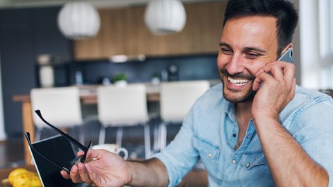 employee talking on the phone while working from home