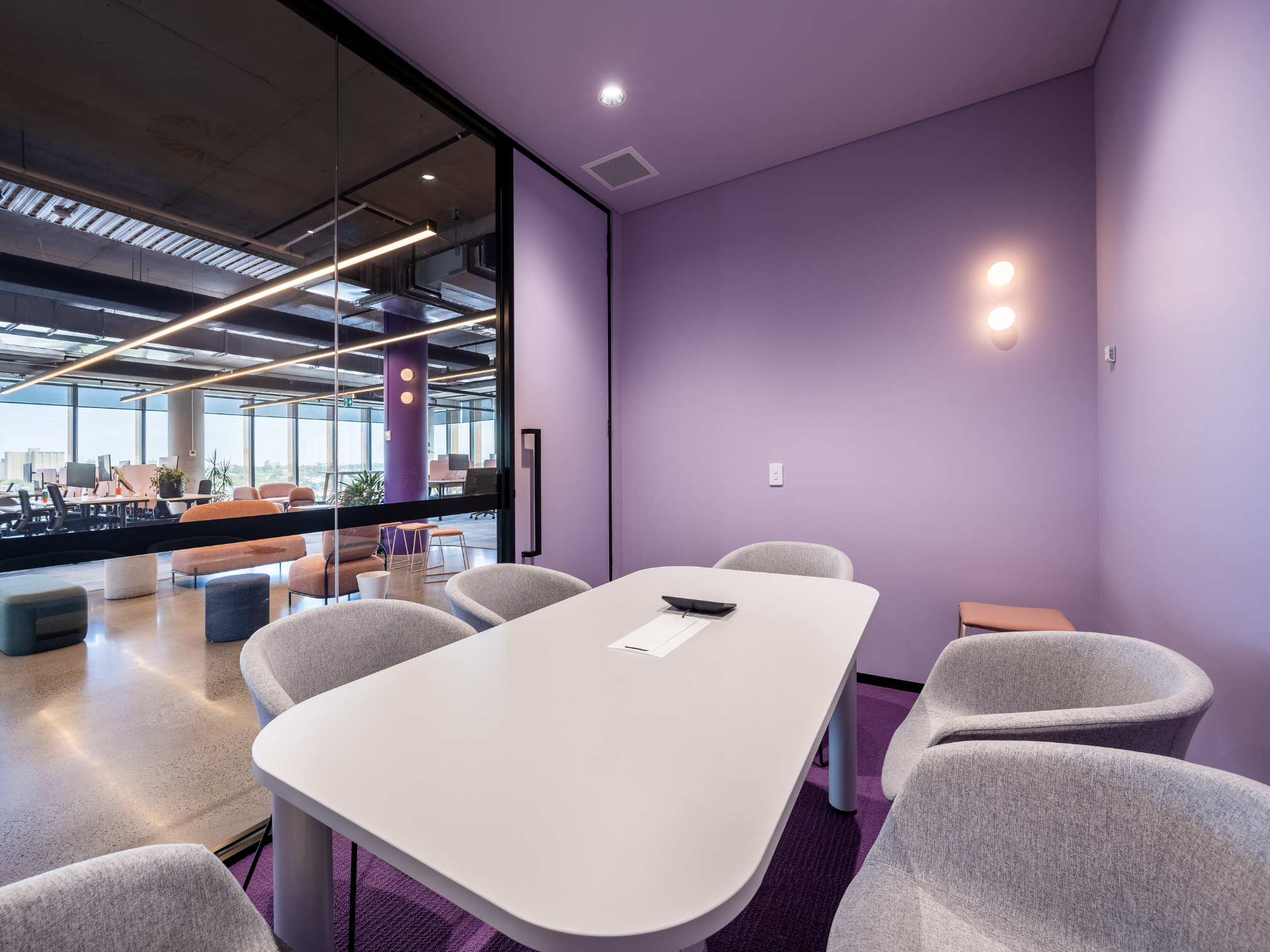 Small Zoom Room equipped with Neat Bar, Neat Pad, and Sony display.