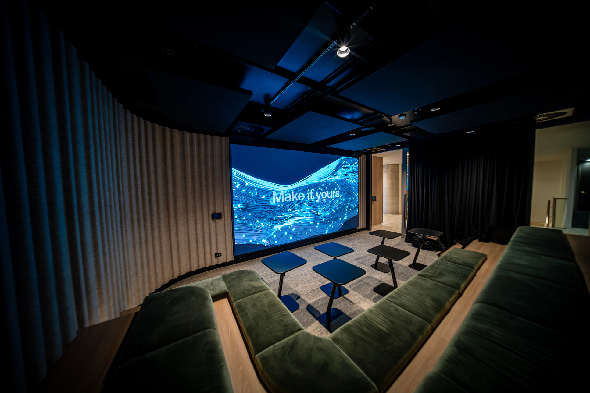 Custom Absen 190" 4K LED wall digital signage at a client's breakout space. Inavate APAC 2026 Corporate Project of the Year Finalist with Symal.