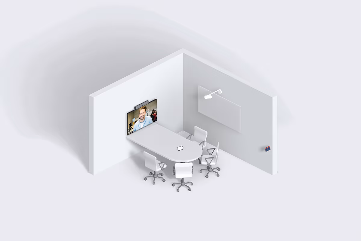 BYOD small room for 4 people with single display and D-shaped table