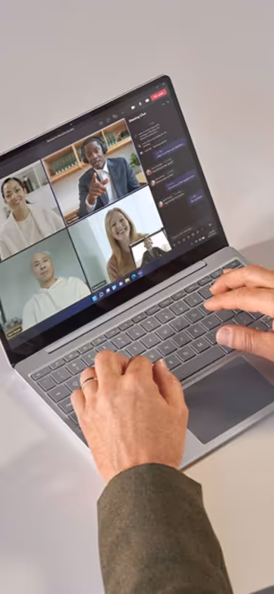 Man on a Microsoft Teams meeting on his laptop