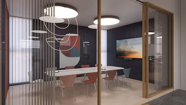 Neat spaces meeting room with Zoom devices and user interface