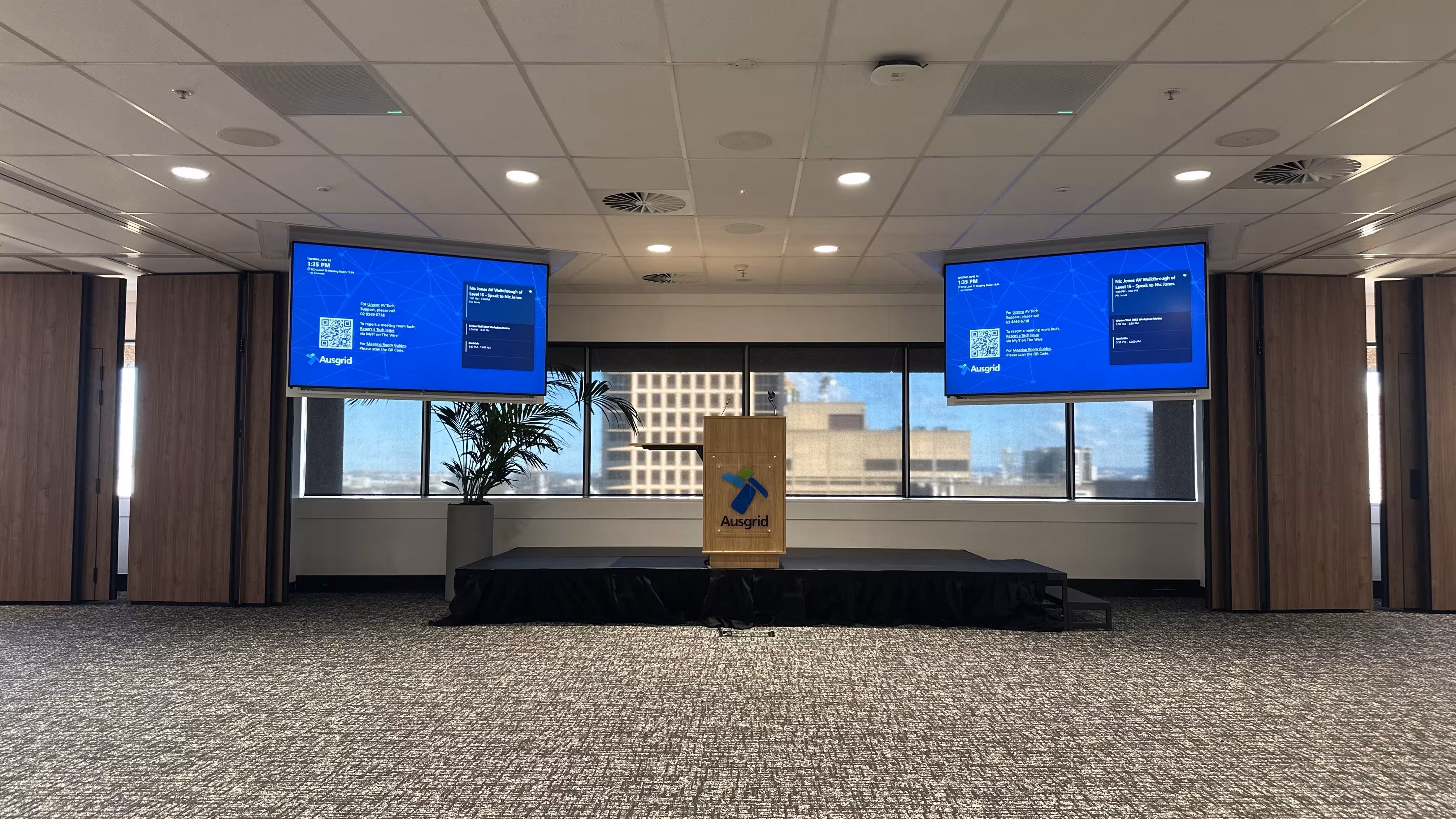 merge technologies ausgrid open space town hall in sydney using motorised display lifts