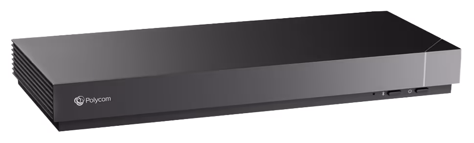 Poly G7500 modular conferencing system device with buttons and indicator lights on the front right side.
