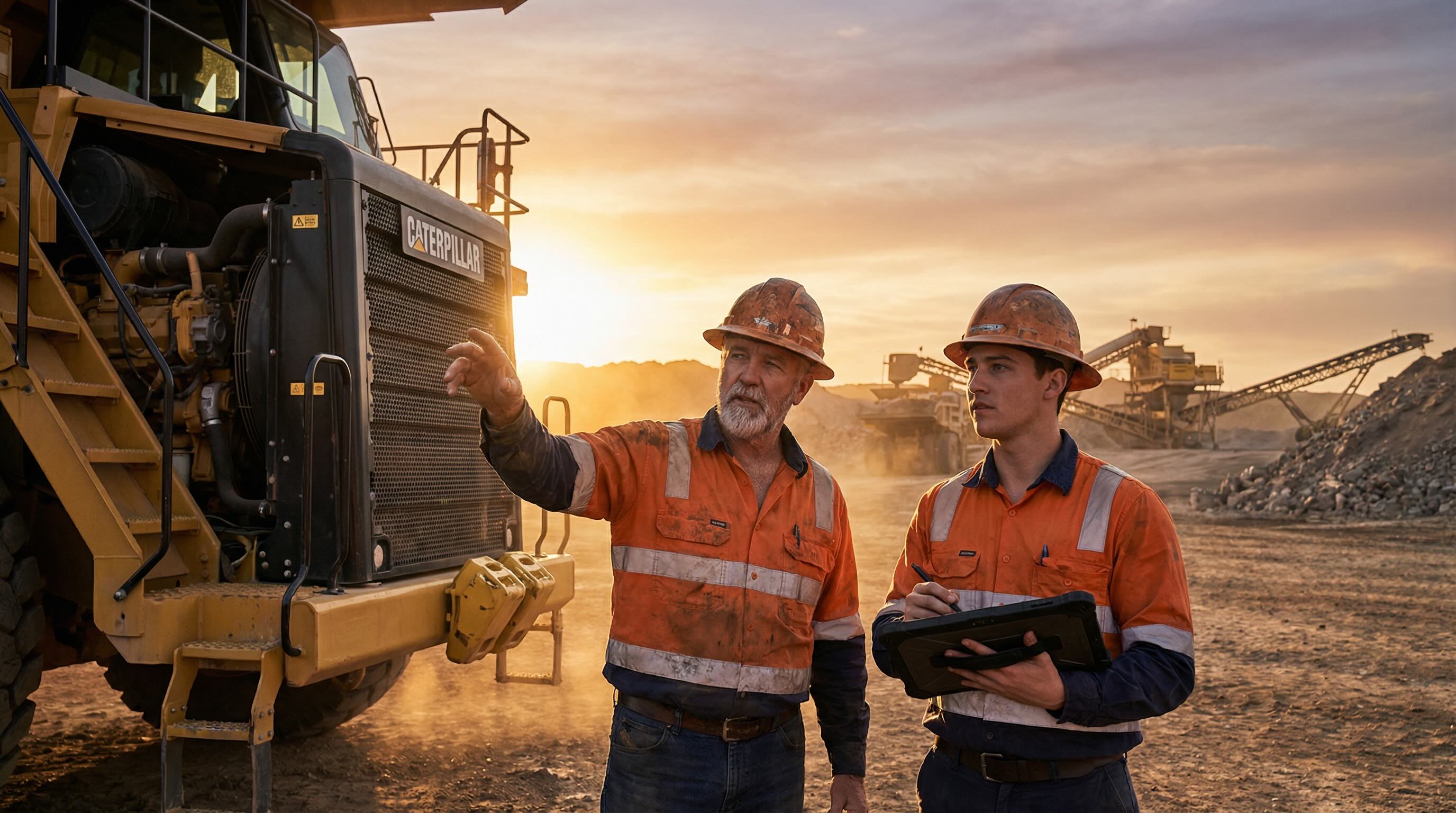 Mining and construction workers collaborating