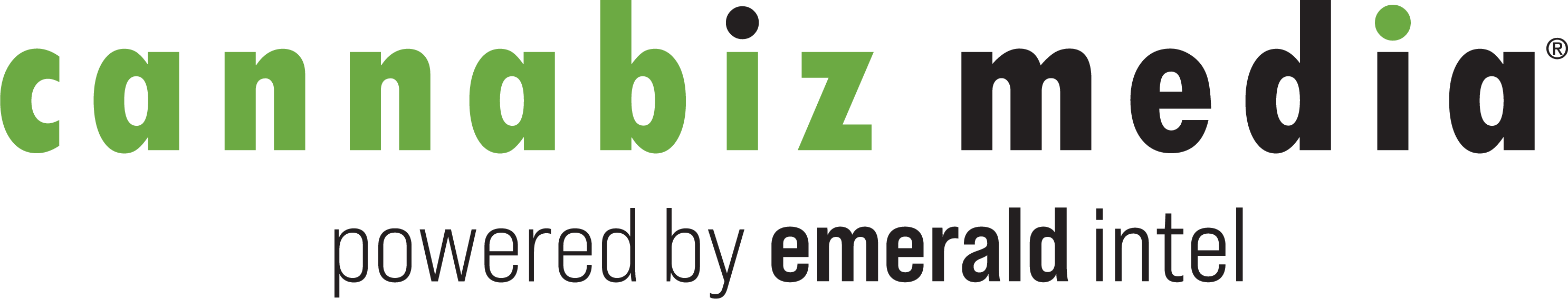 The word ‘cannabiz’ in green lowercase letters and ‘media’ in black lowercase letters, styled with a clean, modern font.