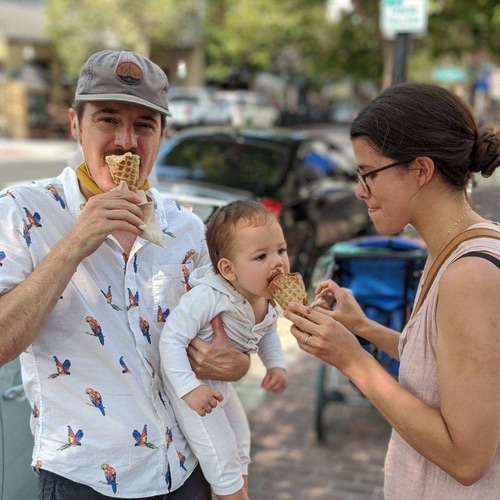 The Smith Family eating ice cream together