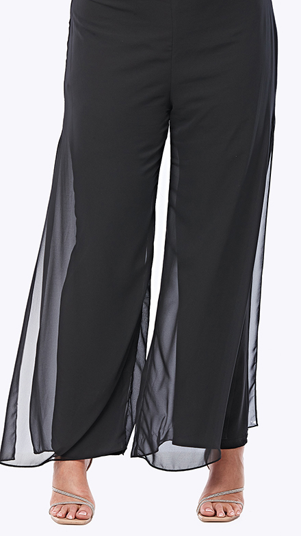 stretch jersey and chiffon overlay pant