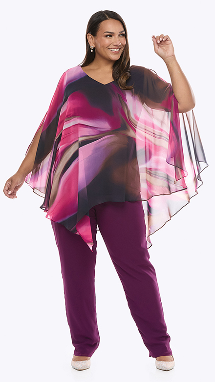 ciffon print jumpsuit with stretch jersey pant