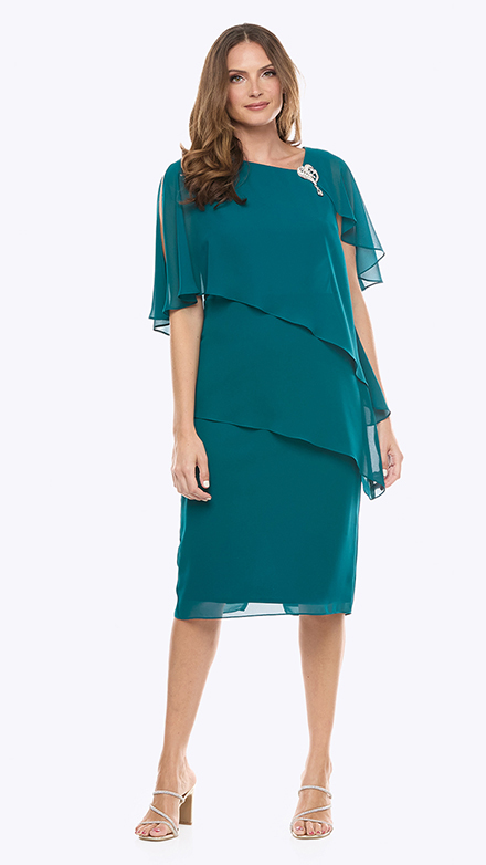 chiffon short layered dress with diamante trim