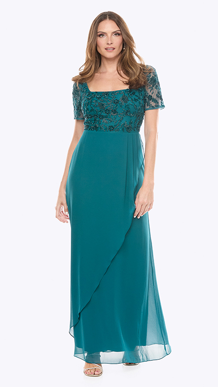 georgettte dress with beaded bodice