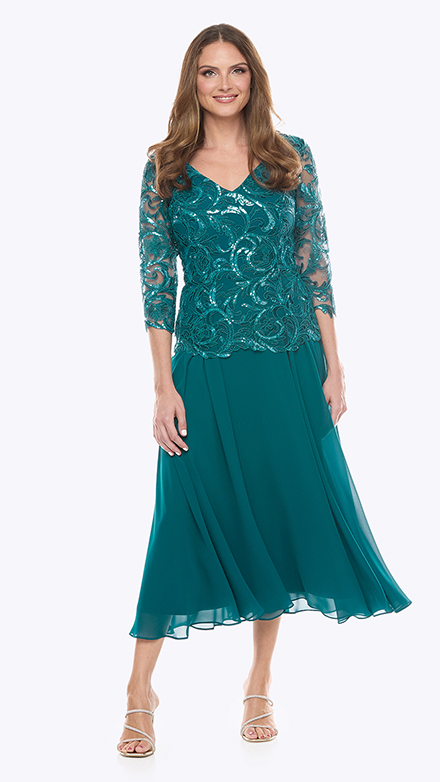 chiffon dress with cordered sequin lace bodice