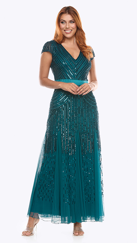 long sequin beaded dress