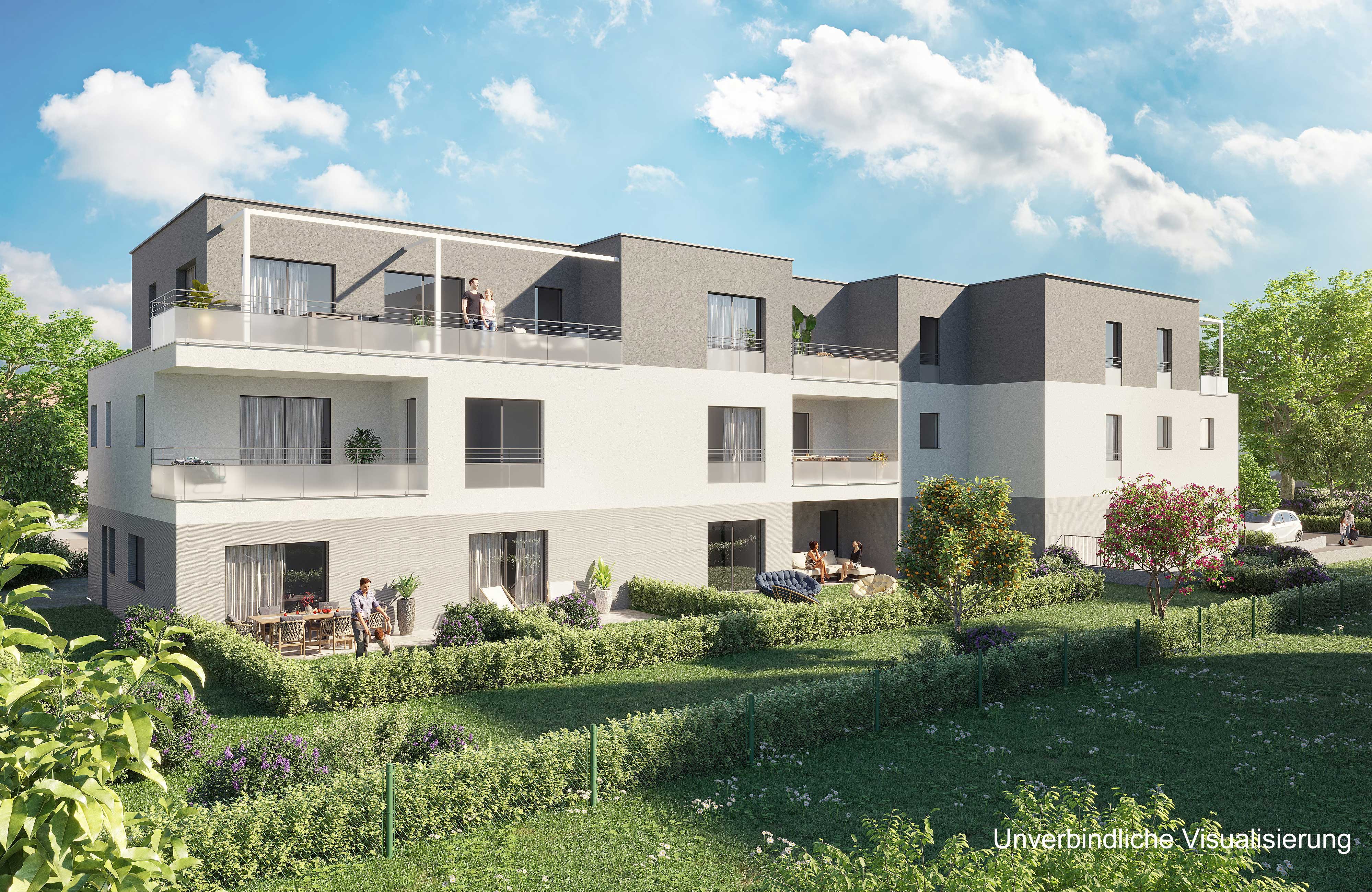 Visualisierung des May Firmengruppe Bauprojekts "am Mainbogen" in Erlenbach