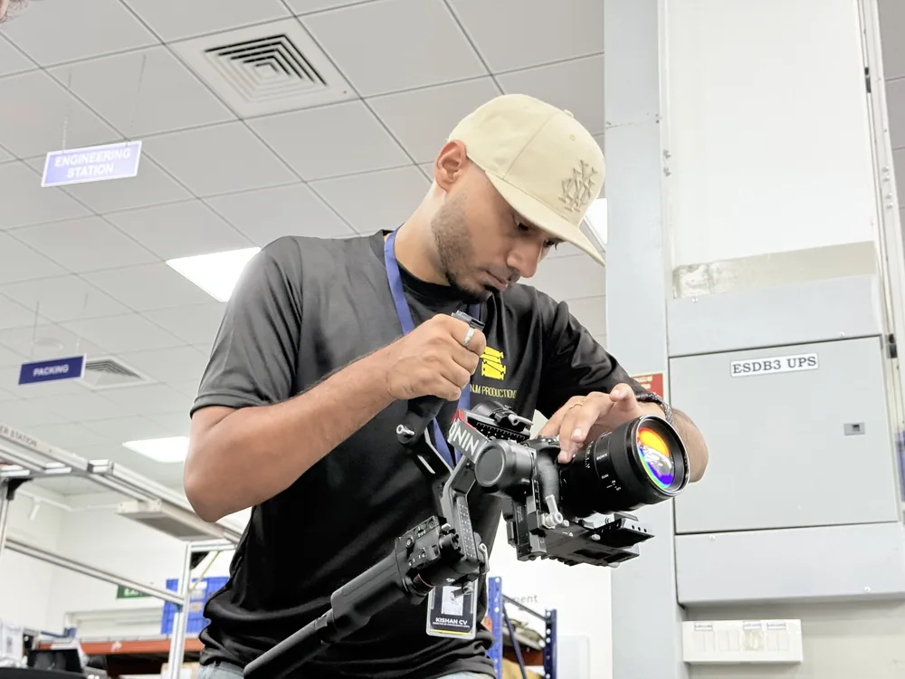 Camera operator preparing a shot