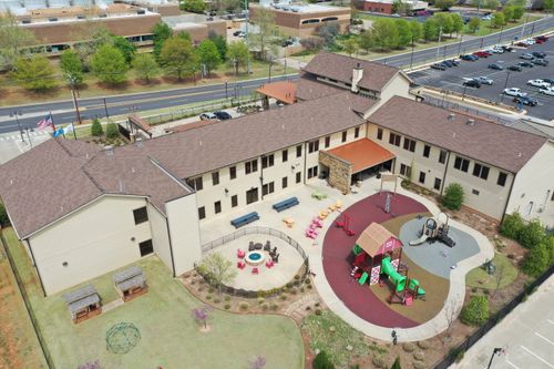Rear aerial view of The Toby Keith Foundation roof.