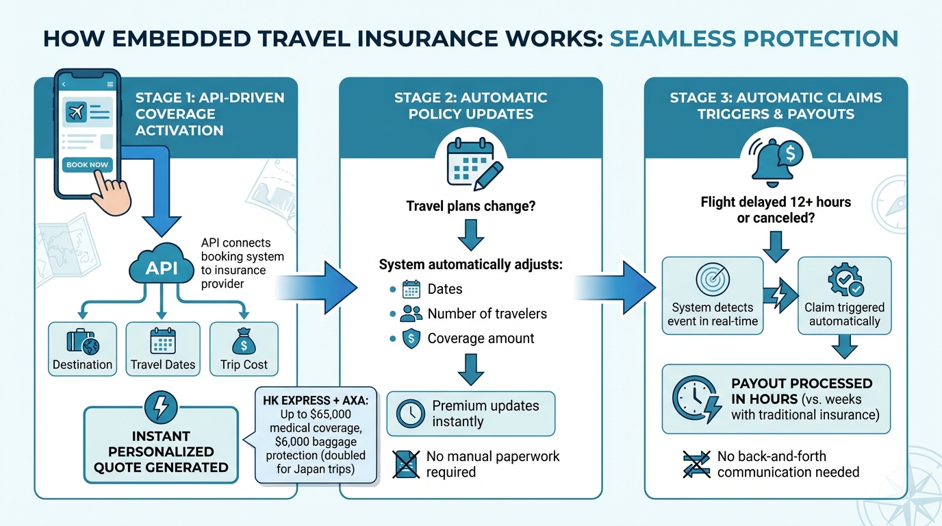 How Embedded Travel Insurance Works: From Booking to Automatic Claims