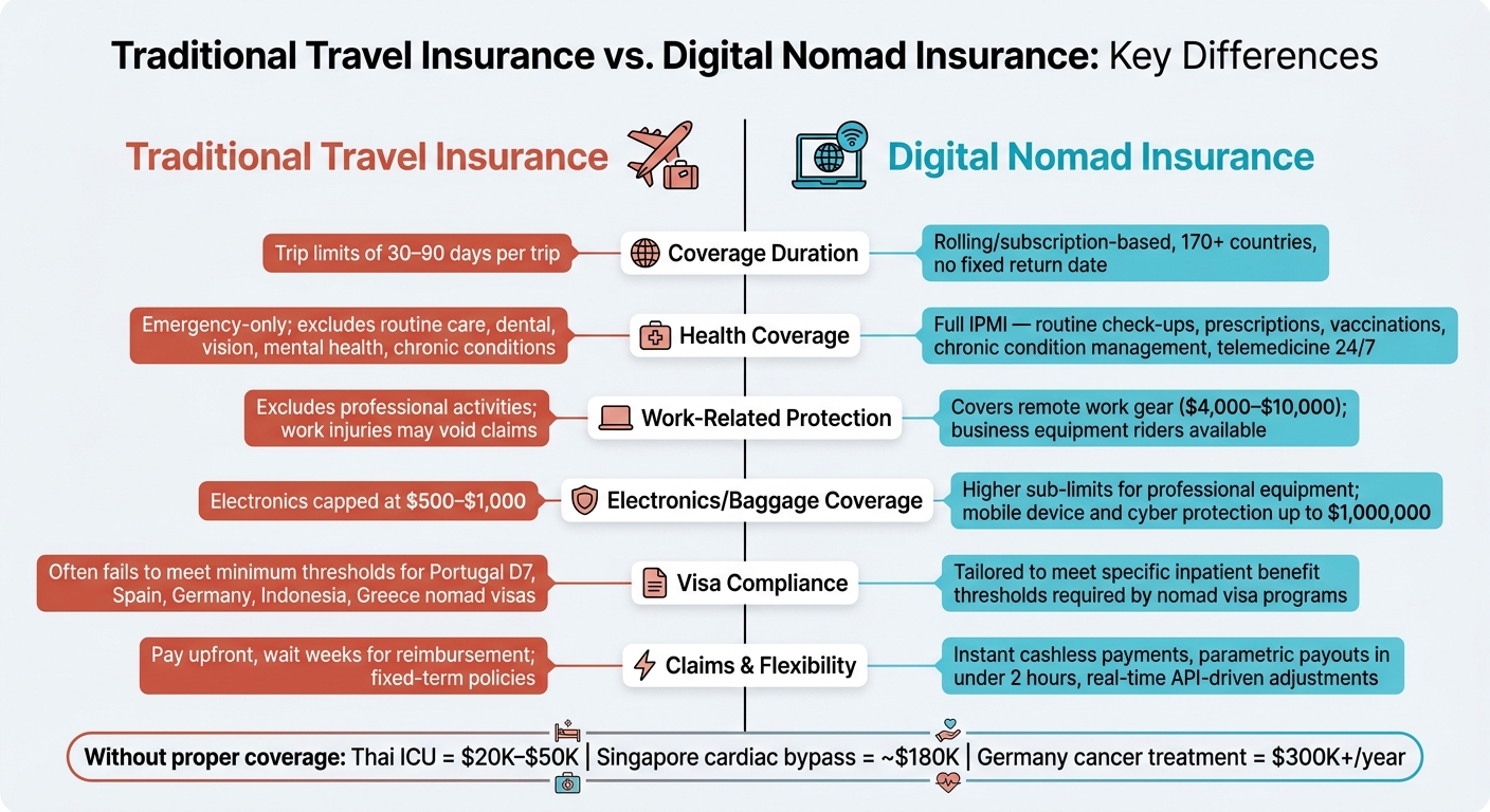 Traditional Travel Insurance vs. Digital Nomad Insurance: Key Differences