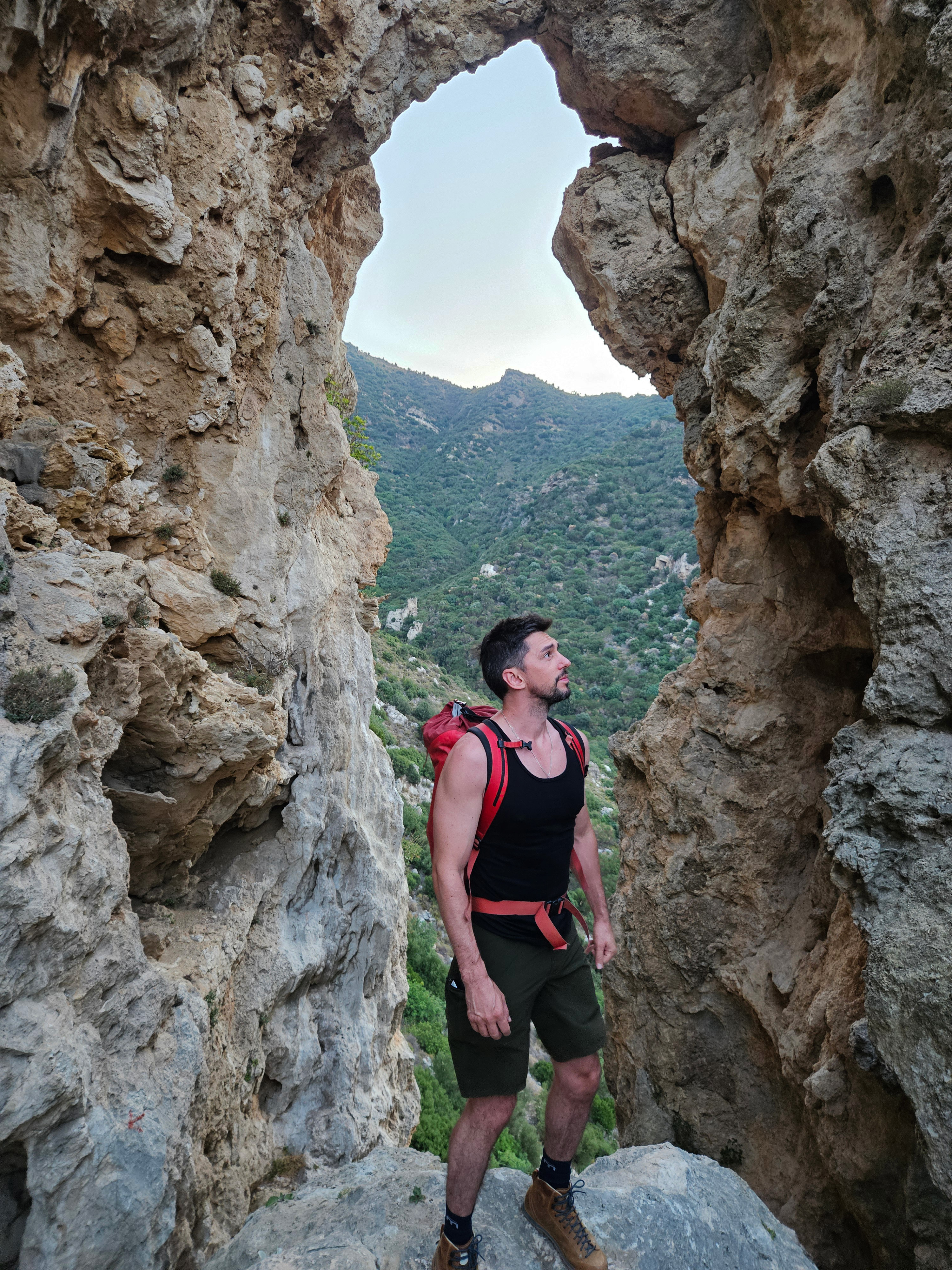 Nate Blackwood in the mountains of Samos