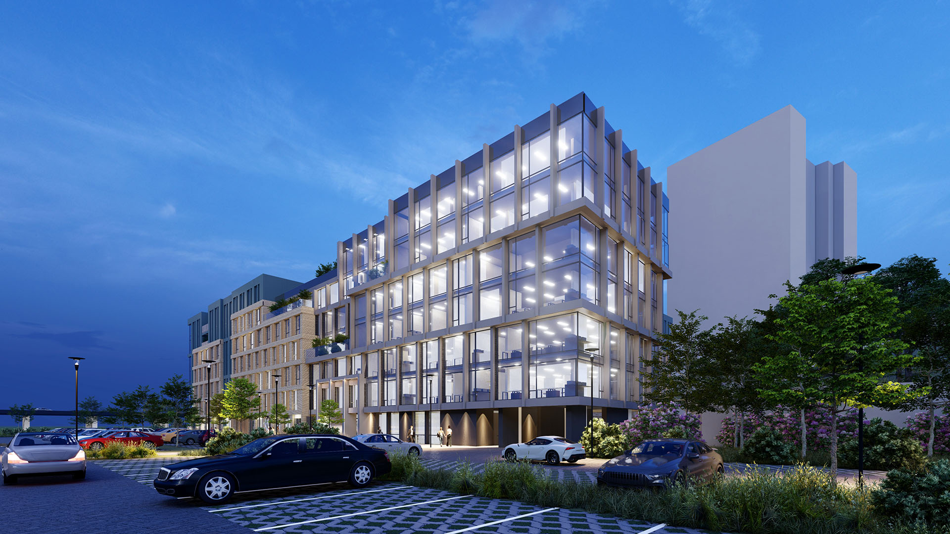 Громадська будівля з підземним паркінгом.