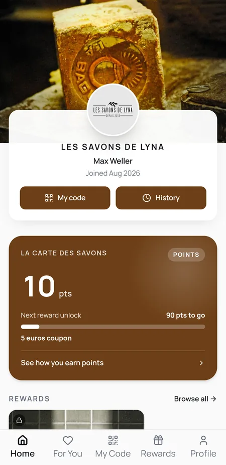 Les Savons de Lyna digital loyalty web card