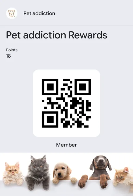 Pet Addiction digital loyalty wallet card