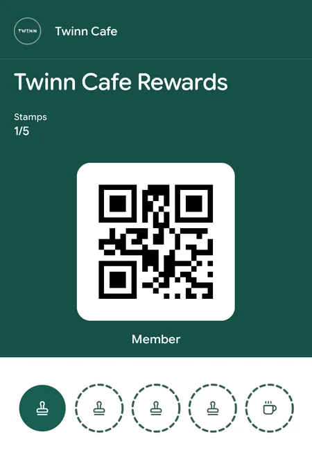 Twinn Cafe digital loyalty wallet card