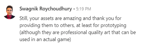 Testimonial "your assets are amazing"