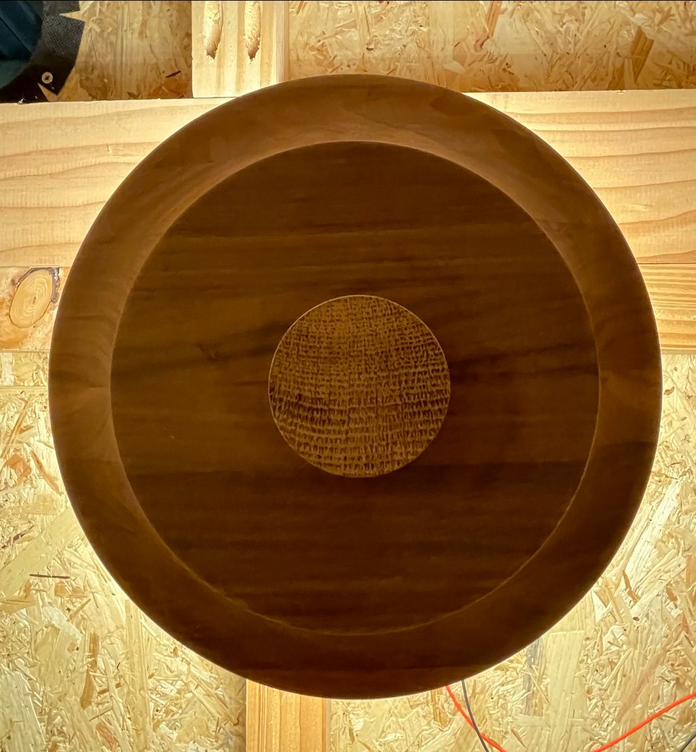 Bespoke circular wooden light fitting