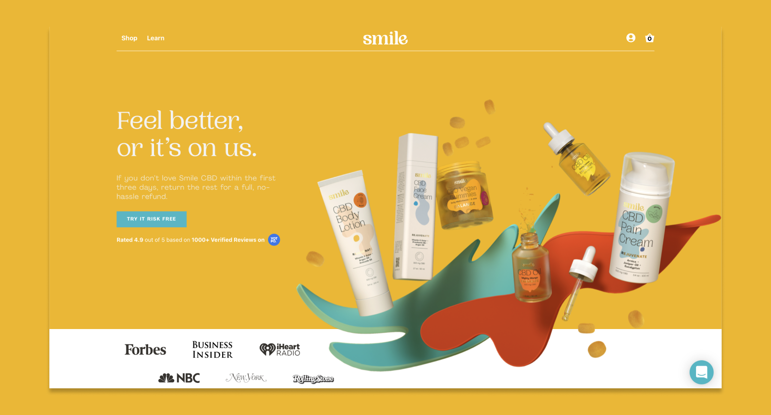 Smile CBD ecommerce experience