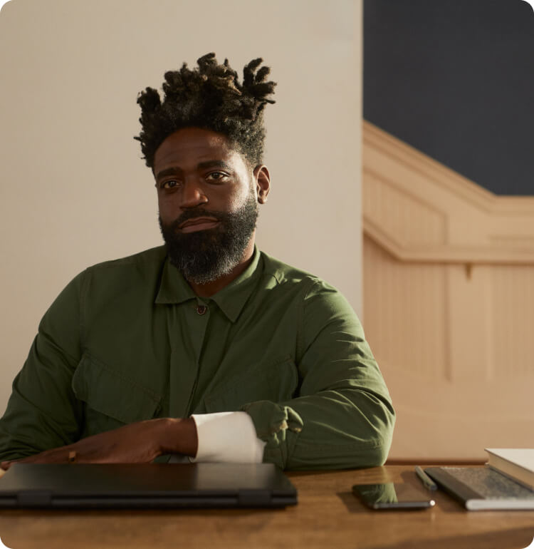 Man sitting at a desk
