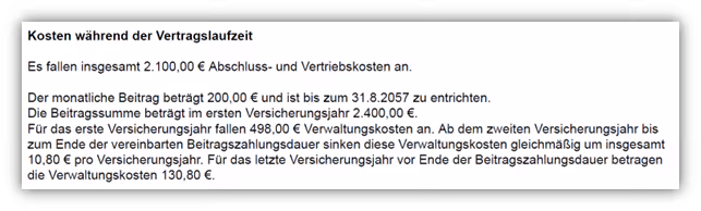 Ergo Rente Balance Kosten (Abschlusskosten)