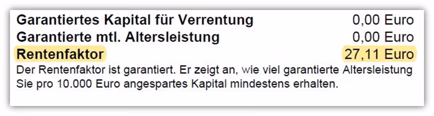 Basisrente Condor Versicherung Rentenfaktor