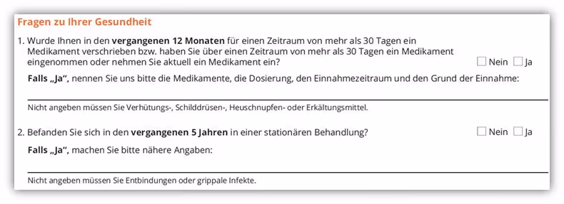 verkürzte Gesundheitsfragen Dortmunder Risikolebensversicherung