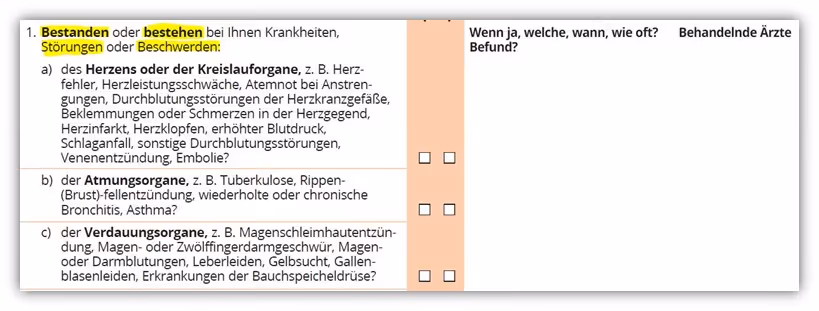 Dortmunder Risikolebensversicherung ärztliches Zeugnis Attest