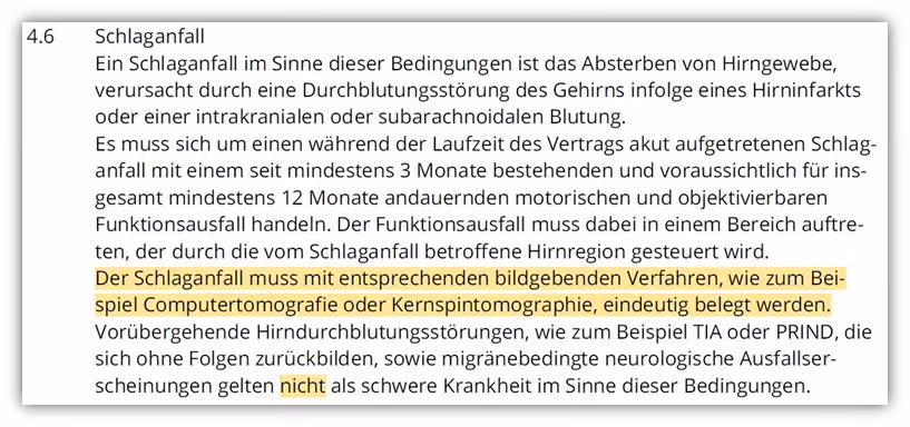 11. Leistungen schwere Krankheiten Dortmunder Risikolebensversicherung Schlaganfall