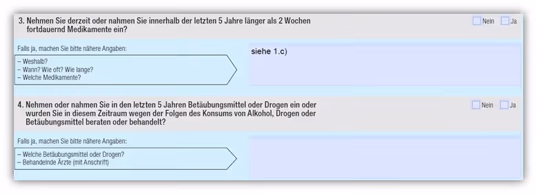 Gesundheitsfragen Hannoversche Risikolebensversicherung Medikamente