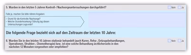 Gesundheitsfragen Hannoversche Risikolebensversicherung 10 Jahre stationär