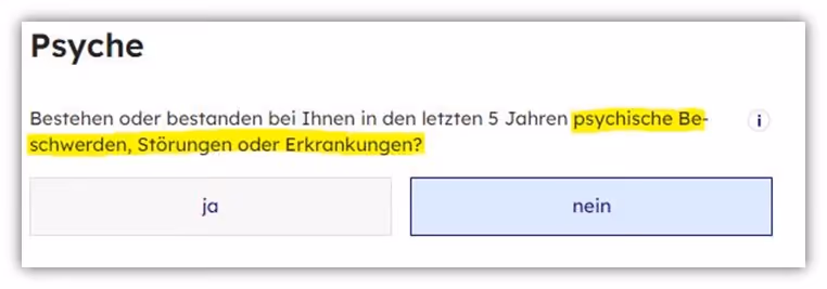 Gesundheitsfragen Cosmosdirekt  Risikolebensversicherung Psyche