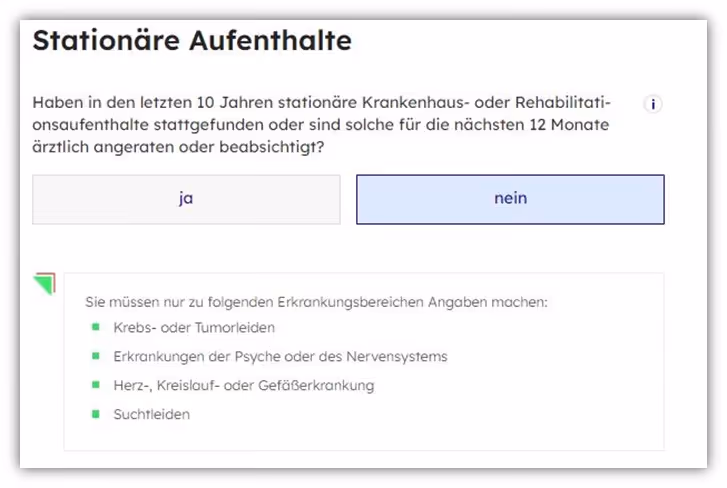 12. Gesundheitsfragen Cosmosdirekt  Risikolebensversicherung stationär 10 Jahre