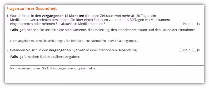 Risikolebensversicherung Dortmunder Versicherung verkürzte Gesundheitsfragen