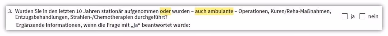 Gesundheitsfragen AXA-DBV BU Dienstunfähigkeitsversicherung stationär 1ß Jahre