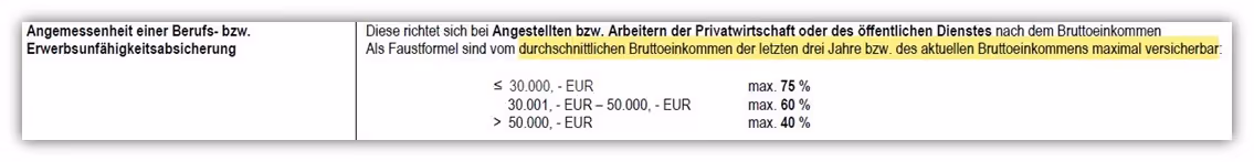 Gesundheitsfragen AXA-DBV BU Dienstunfähigkeitsversicherung finanzielle Prüfung