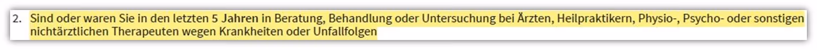 Gesundheitsfragen AXA-DBV Berufsunfähigkeitsversicherung Dienstunfähigkeitsversicherung 5 Jahre