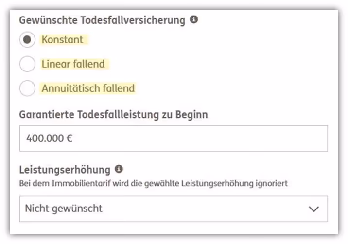 Varianten Todesfallabsicherung ERGO Risikolebensversicherung