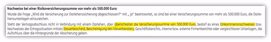 ERGO Risikolebensversicherung finanzielle Angemessenheit