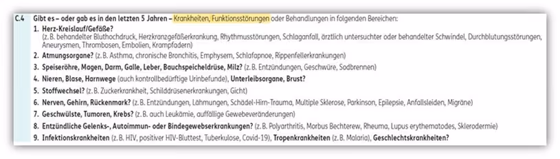 Gesundheitsfragen ERGO Risikolebensversicherung