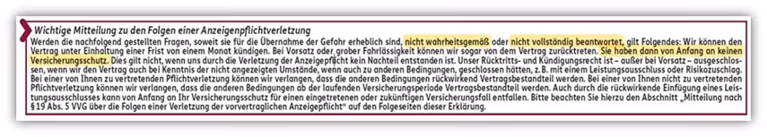 Vorvertragliche Anzeigepflicht ERGO Risikolebensversicherung