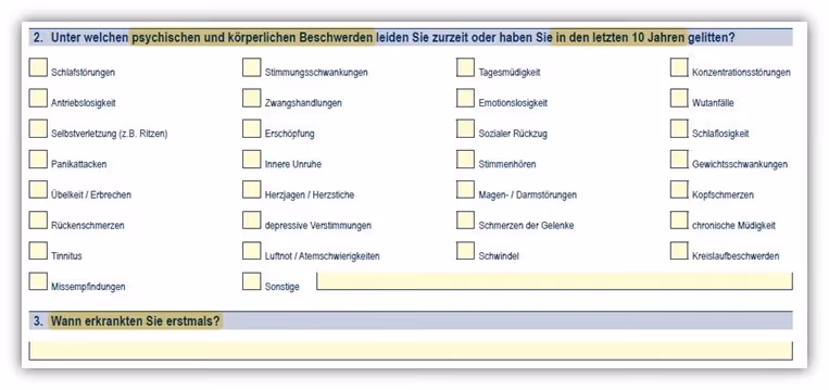 Fragebogen Europa Versicherung Psyche